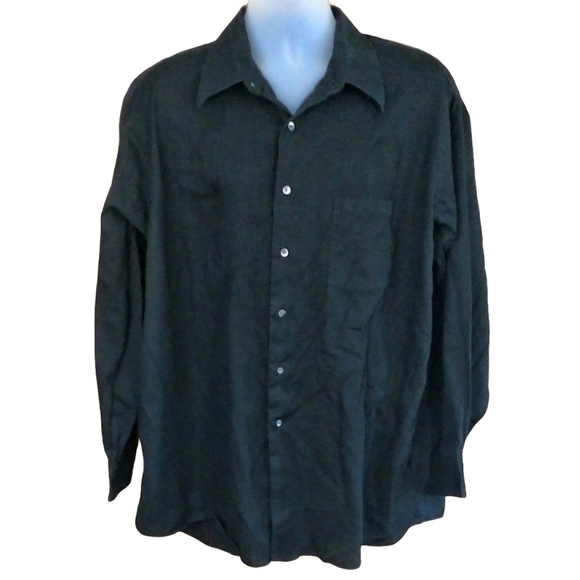 DKNY Black Button Down Shirt with Front Pocket - Picture 1 of 5